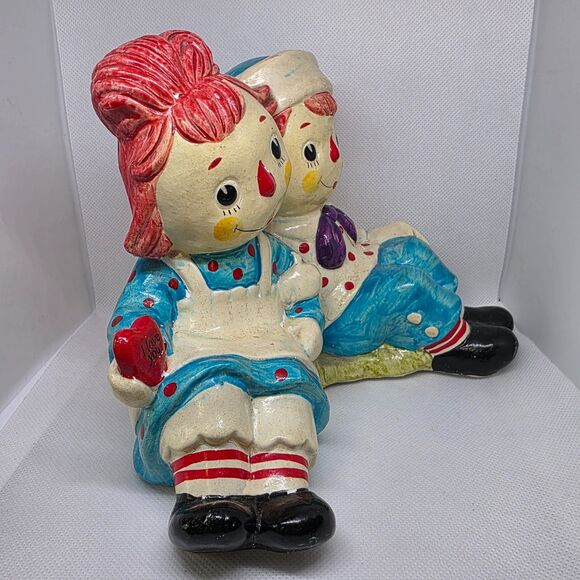 Vintage Raggedy Ann & Andy Piggy Bank "I Love You" 1970s Bobbs-Merrill Co. Korea - Picture 6 of 16